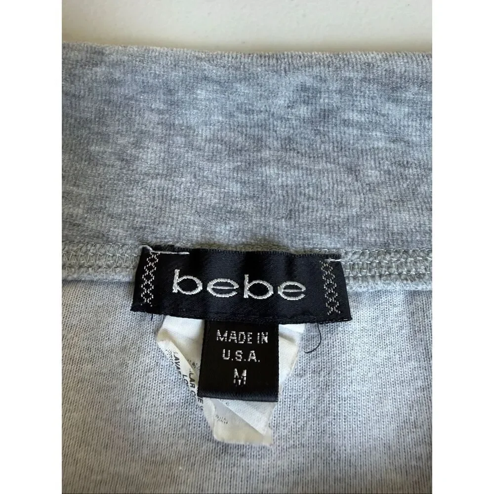 Vintage Y2K Bebe Gray Mini Skirt Womens M Drawstring Made in USA